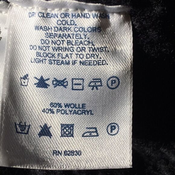 Land’s End Knitted cotton fringe Cable knit oversize Chunky Poncho black onesize - Picture 6 of 6